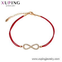 75582 Xuping Bijoux Vente Chaude Femmes Élégant plaqué or rouge corde Bracelet pour cadeau